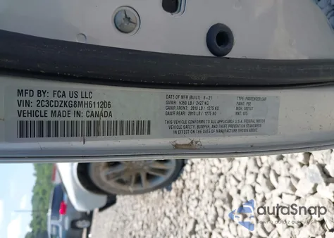 2021 Dodge Challenger Gt Awd из США, поврежденный, VIN 2C3CDZKG8MH611206